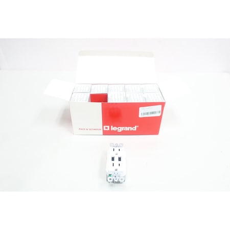 Tamper Resistant Decorator Duplex Outlet WUsb Charger 31A 15A Amp 125VAc Receptacle, TR5262USBW